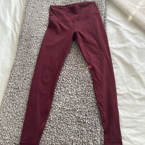 Wunder train high rise, red merlot, lululemon leggings, size 8.